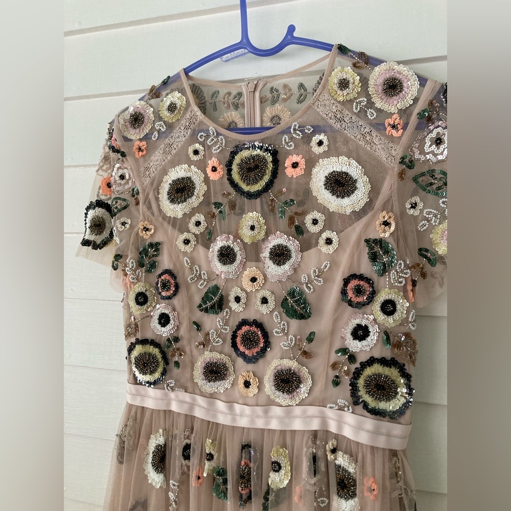 Needle & Thread | Tulle Woodland Lace Embellished Dress Petal Pink Size 8 NWT - Picture 3 of 8